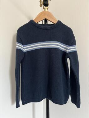 Vintage 90s/Y2K Arizona Navy Blue/Light Blue Stripe Sweater, Boys 5/6